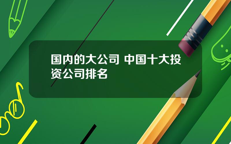 国内的大公司 中国十大投资公司排名